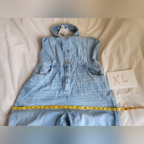 Zara Z1975 HALTER NECK DENIM JUMPSUIT light blue BNWT - Picture 11 of 16